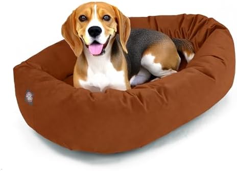 Majestic Pet 32 Inch Suede Calming Dog Bed Washable – Cozy Soft Round Dog Bed by MajesticPet