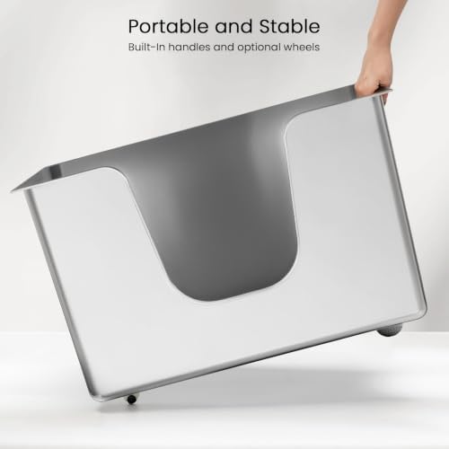 Enclosed Stainless Steel Cat Litter Box 11.8” High Sides, Extra Large Litter Box - Image 4