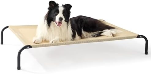 Bedsure Outdoor Elevated Cooling Dog Bed Large Sized Dog, 49in Khaki by BEDSURE