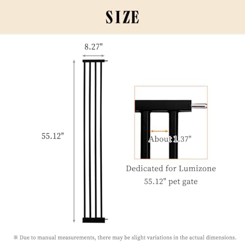 Lumizone 55.12" Extra Tall Pet Gate Extension Kit 8.27" Wide Black - Image 2