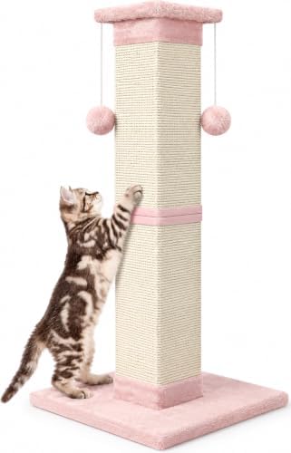 Cat Scratching Post 33 Inch Nature Sisal Cat Scratch Post by SOCATER