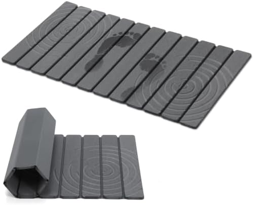Foldable Stone Bath Mat, Non Slip Large Diatomaceous Shower Mat, Super by linidcoudhome