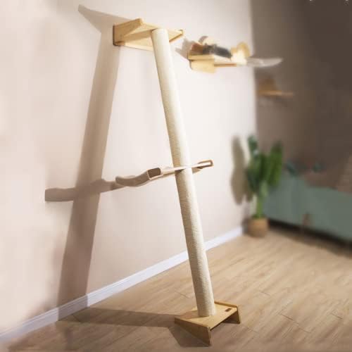 Modern 78.7“ Tall Leaning Wall Sisal Cat Tree Tower Scratching Post Pillar at by SHENGOCASE