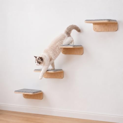 Wenqik 2 Pcs Cat Steps for Wall, Wooden Cat Climbing Shelf 10 x 10 x 4 Inch by Wenqik
