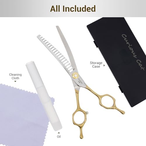 Dog Grooming Scissors, 7.0'' Pet Curved Chunkers Shears - Image 7
