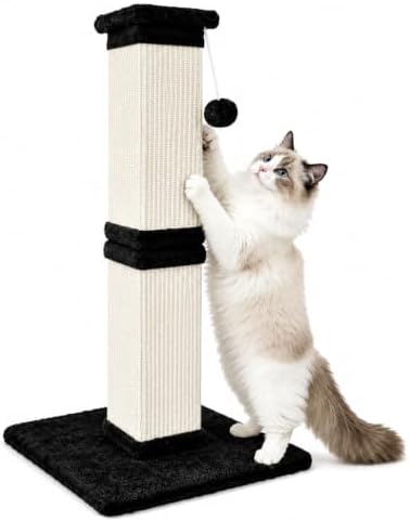 Vertical Cat Scratching Post for Indoor Cats, Sisal Scratch Tower by AGYM
