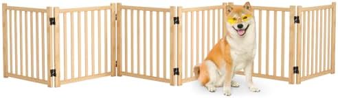 Wooden Freestanding Dog Gate Indoor by Oapety