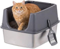 IRIS USA Stainless Steel Litter Box Enclosed High Sided by IRISUSA