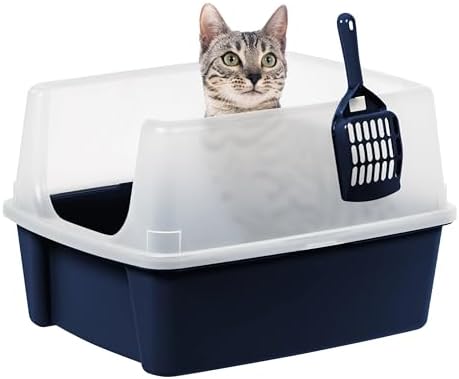 Navy high-Sided Open top cat Litter Box - Image 2