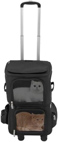 2-Tier Rolling Pet Carrier for Cats & Dogs, Removable Divider, Telescopic Handle - Image 6