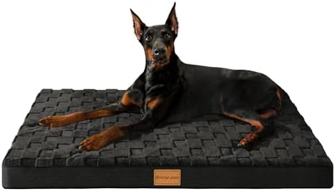 Patas Lague Orthopedic Large Dog Bed Washable Pet Crate Mat 56''X40'' Black by PatasLague