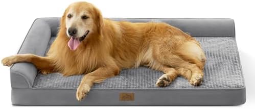 COZY KISS Orthopedic Dog Bed for Extra Large Dogs, L Shaped XXL 48x35 inch by COZYKISS