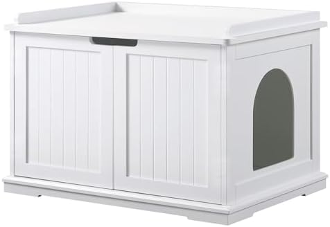unipaws Cat Litter Box Enclosure Furniture, Hidden Litter Box Cover by unipaws