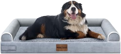 NANUYA Orthopedic Dog Bed for Jumbo Dogs, 53 x 42 Inch, Light Grey by Nanuya