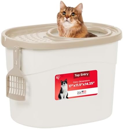 IRIS USA Top Entry Cat Litter Box, Hooded Privacy by IRISUSA