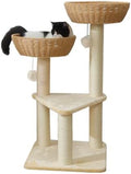 SHENGOCASE Cat Tree Tower with Rattan Wicker Basket, 2 Handwoven Large Nest by SHENGOCASE
