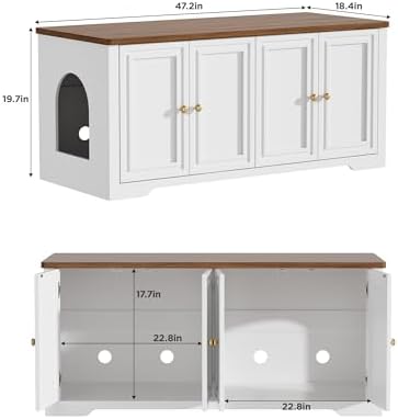Cat Litter Box Enclosure, 47.2" Cat Litter Box Furniture - Image 2