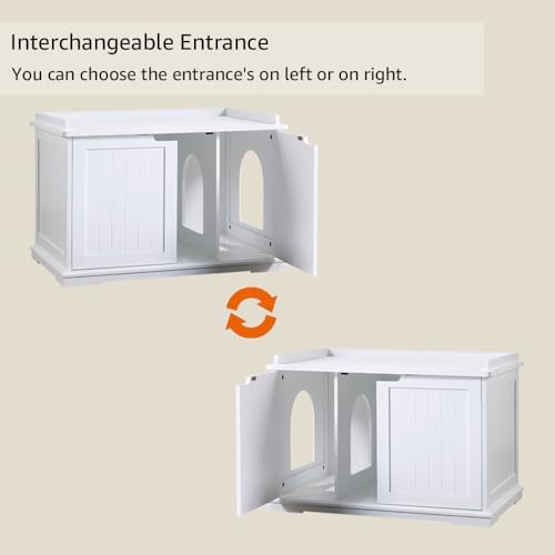 unipaws Cat Litter Box Enclosure Furniture, Hidden Litter Box Cover - Image 5
