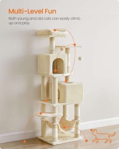 Feandrea Cat Tree, 59.5-Inch Tall Cat Tower - Image 3
