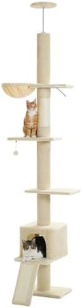 PEQULTI Floor to Ceiling Cat Tree, Adjustable 83-108in 5-Level Tower by PEQULTI