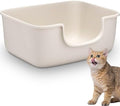 Large Cat Litter Box with High Sides, Open Kitty Litter Boxes Anti-Splashing by Gefryco