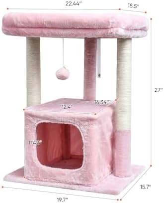 SYANDLVY Pink Cat Tree for Indoor Cats Large Adult - Image 3
