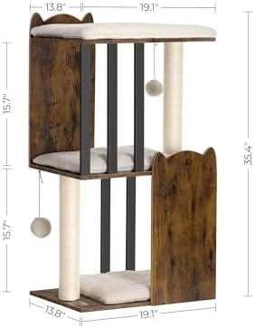 FourFurPets 35.4in 3-Tier Modern Cat Tree Tower Condo, Cat Scratch Posts - Image 7