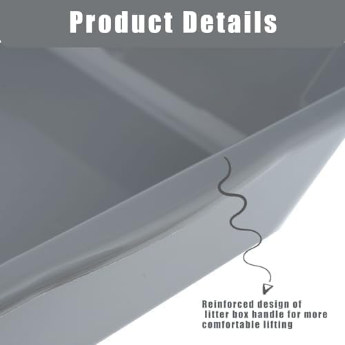 Extra Large Low Entry ABS Cat Litter Box, Light Gray, 1 Pack - Image 7