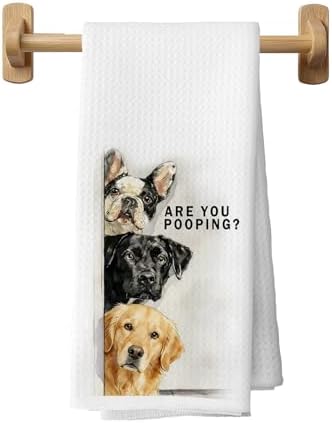 Funny Dog Bathroom Hand Towels 16x24 in, Dog Lover Gifts by Unknown