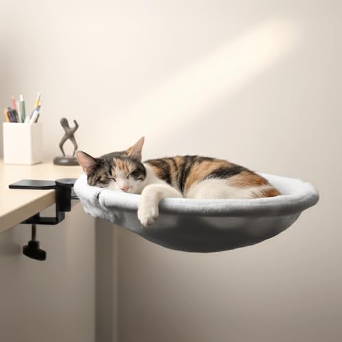 Adjustable Cat Desk Bed, Sunken Design Cat Hammock, Supports Up to 50 lbs by POMESEA