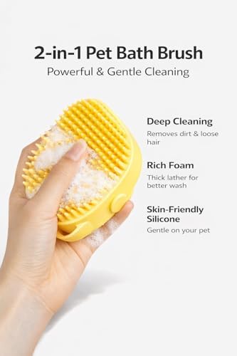 Pet Bath Brush with Shampoo Dispenser, Random Color Sent - Image 6
