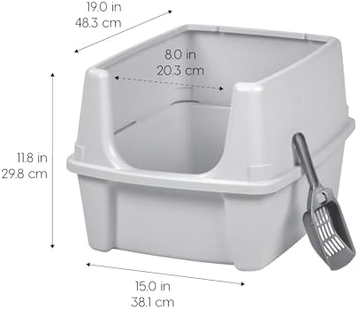 IRIS USA High Sided Cat Litter Box, Scatter Shield - Image 2