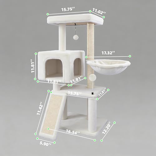 Cat Tree with Cat Condo and Hammock, Cat Tree with Scratching Posts and - Image 2