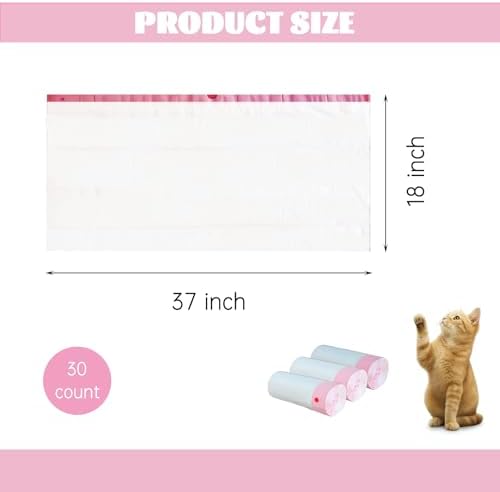 30 Count 37" x 18" Cat Litter Box Liners Large Drawstring Cat Litter Bags Pink - Image 2