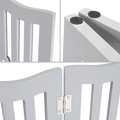 Pet Gate Wooden Free Grey Standing Dog Gate - Image 2