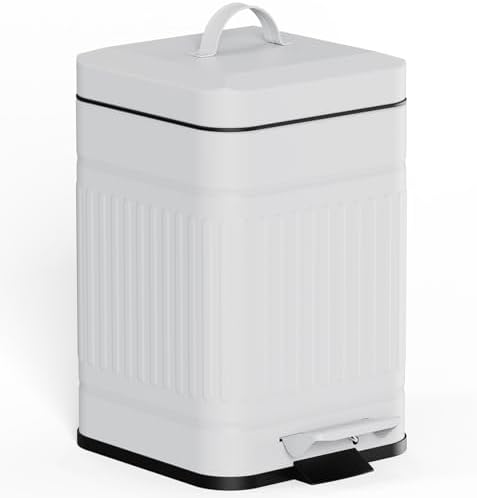 CEROELDA Small Trash Can with Lid-1.3 Gal, Dog Poop Trash Can Outside-White by WelcometoCEROELDA