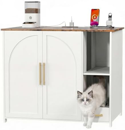 Hidden Cat Litter Box Enclosure Furniture – Large Dog-Proof Litter Box Cabinet by Skybright