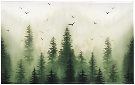 Giwawa Green Misty Forest Bath Rug Mountain Woodland Bathtub Mat Non Slip by Giwawa