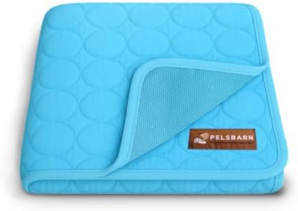 Pelsbarn Dog Cooling Mat, Ice Silk Self-Cooling Pad, Light Blue by Pelsbarn