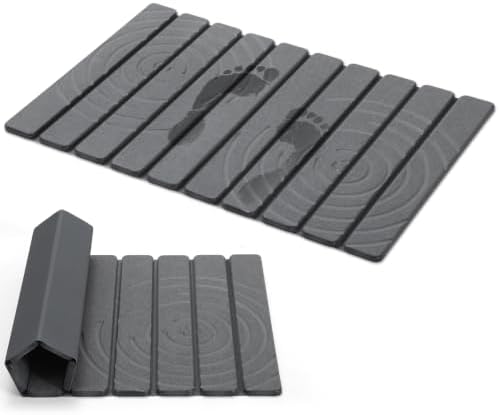 Foldable Stone Bath Mat, Non Slip Large Diatomaceous Shower Mat, Super by linidcoudhome