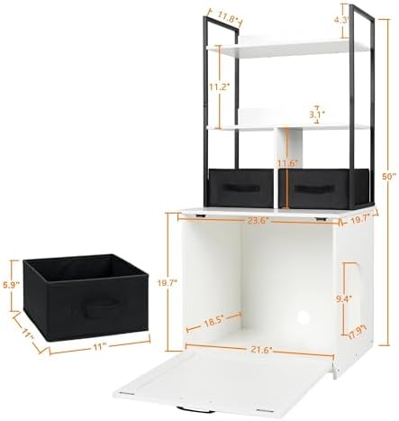 DWANTON Cat Litter Box Enclosure, 2 Storage Shelves and 2 Drawers - Image 3