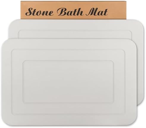2 Pack Stone Bath Mat, Diatomaceous Earth Shower Mat, Non-Slip Super Absorbent by HUMIGAHOME
