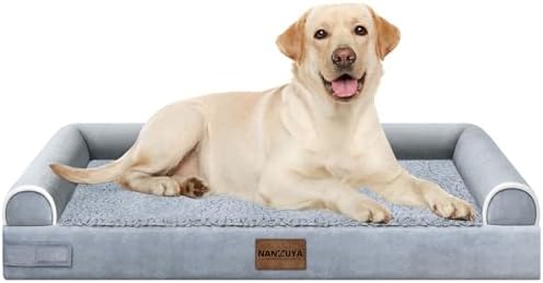 NANUYA Orthopedic Dog Bed for Large Dogs, 38 x 25 Inch, Light Grey by Nanuya