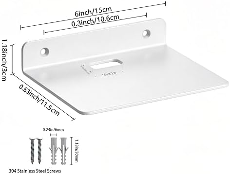 6 Inch White Floating Wall Shelf, Rustproof Aluminum Alloy Wall Mounted Storage - Image 3