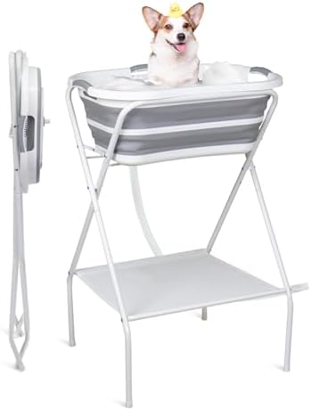 Portable Dog Bath Tub and Dog Washing Station, Collapsible Elevated Pet Tub by Unknown