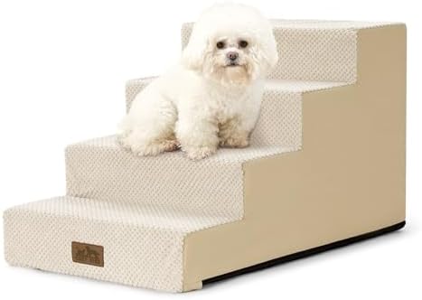 COZY KISS Dog Stairs for Small Dogs, 4 Step Pet Stairs for Beds & Couches by COZYKISS