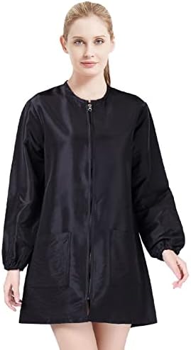 TOPTIE Salon Jacket with Long Sleeve, Unisex Satin Grooming Smock by TOPTIE