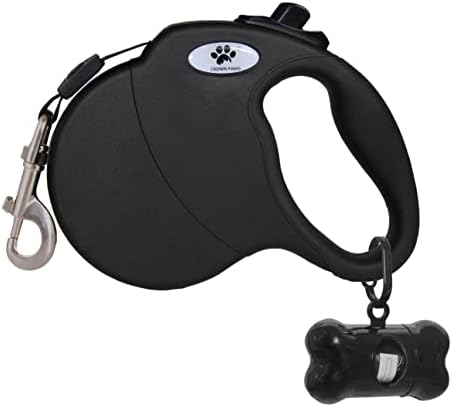 13 ft Retractable Dog Leash for Large Dogs up to 26 lbs, Tangle-Free Nylon Tape by CROWN+PAWS