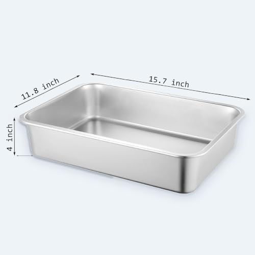 10 Pack Stainless Steel Cat Litter Box, 15.7"×11.8"×4" Metal Litter Pan - Image 4