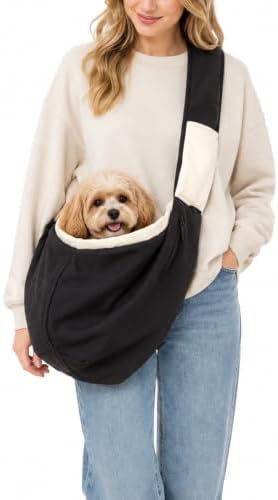 Dog Sling Carrier for Small Dogs and Cats Up to 15 lbs, Hands Free Pet Carrier by GHOOI